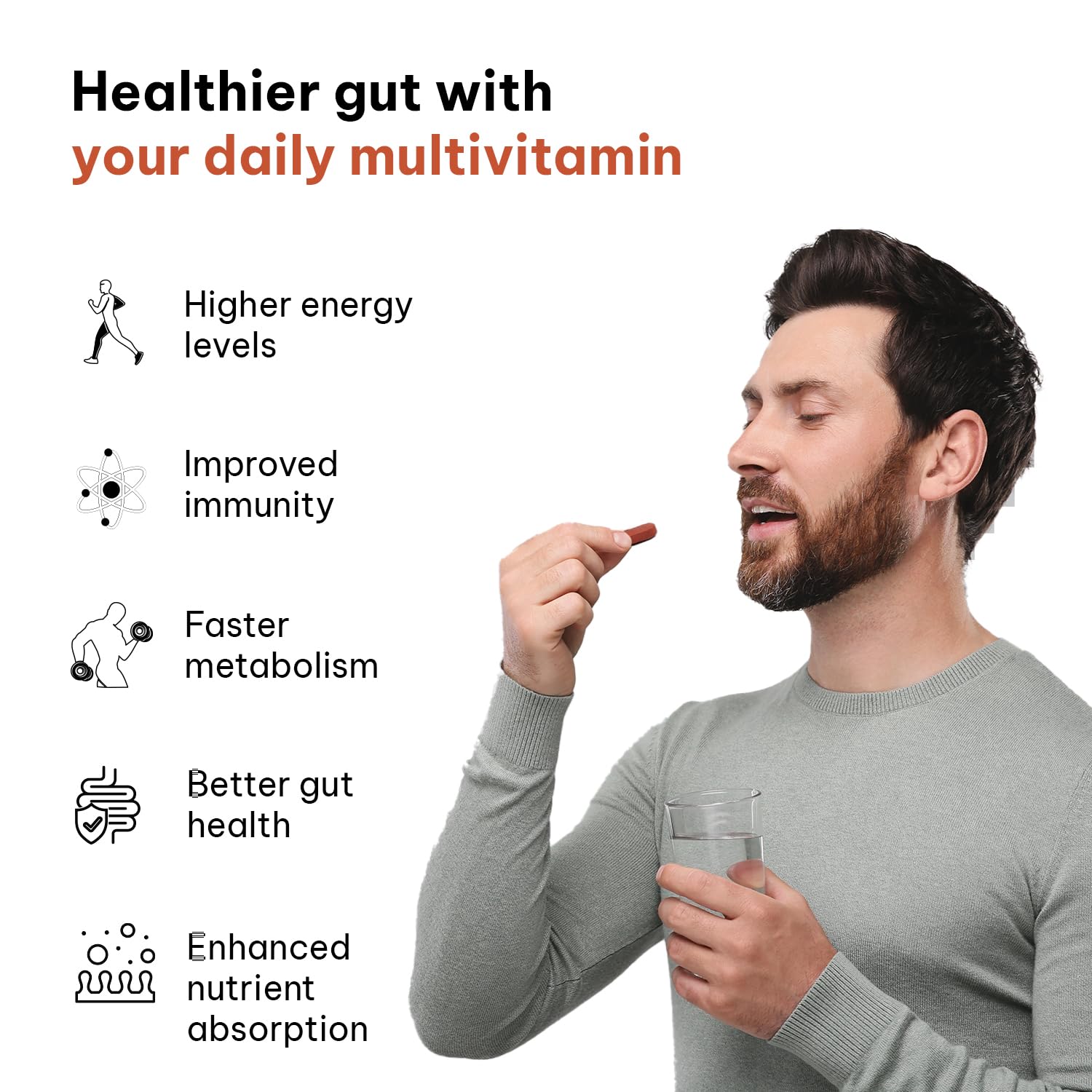 HealthKart hk vitals Multivitamin with Probiotics (60 capsules) | For Men and Women | Vitamin C, Vitamin B, Vitamin D, & Zinc, Supports Immunity and Gut Health, 1 count - Springkart 