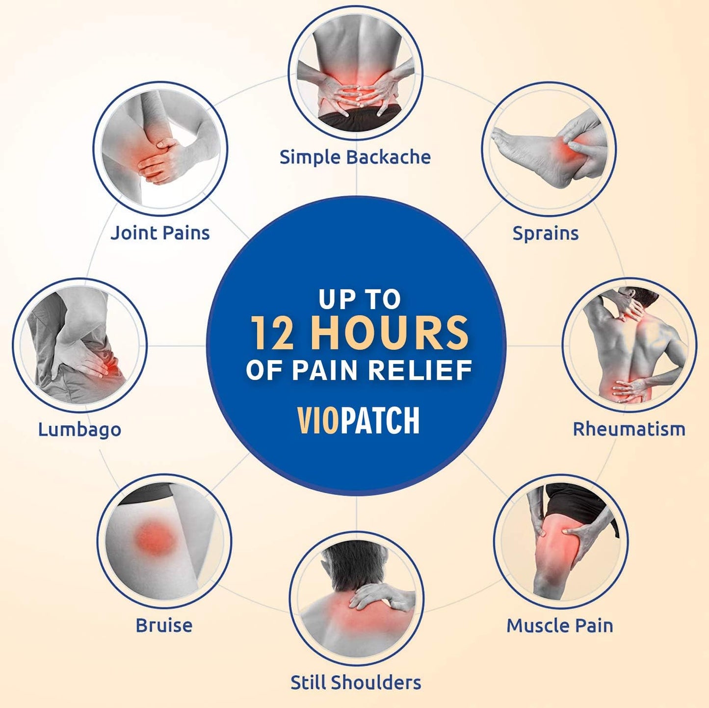 Viopatch Herbal Pain Relief Patch Large - Pack of 10 Patches | Instant Relief from Muscular Pain & Joint Pain| Natural Pain Relief Patches | No Side Effects - Springkart 