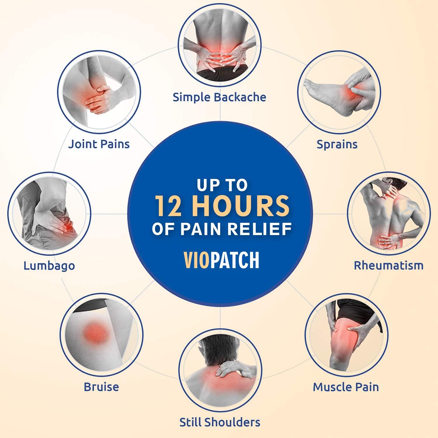 Viopatch Herbal Pain Relief Patch Large - Pack of 10 Patches | Instant Relief from Muscular Pain & Joint Pain| Natural Pain Relief Patches | No Side Effects - Springkart 