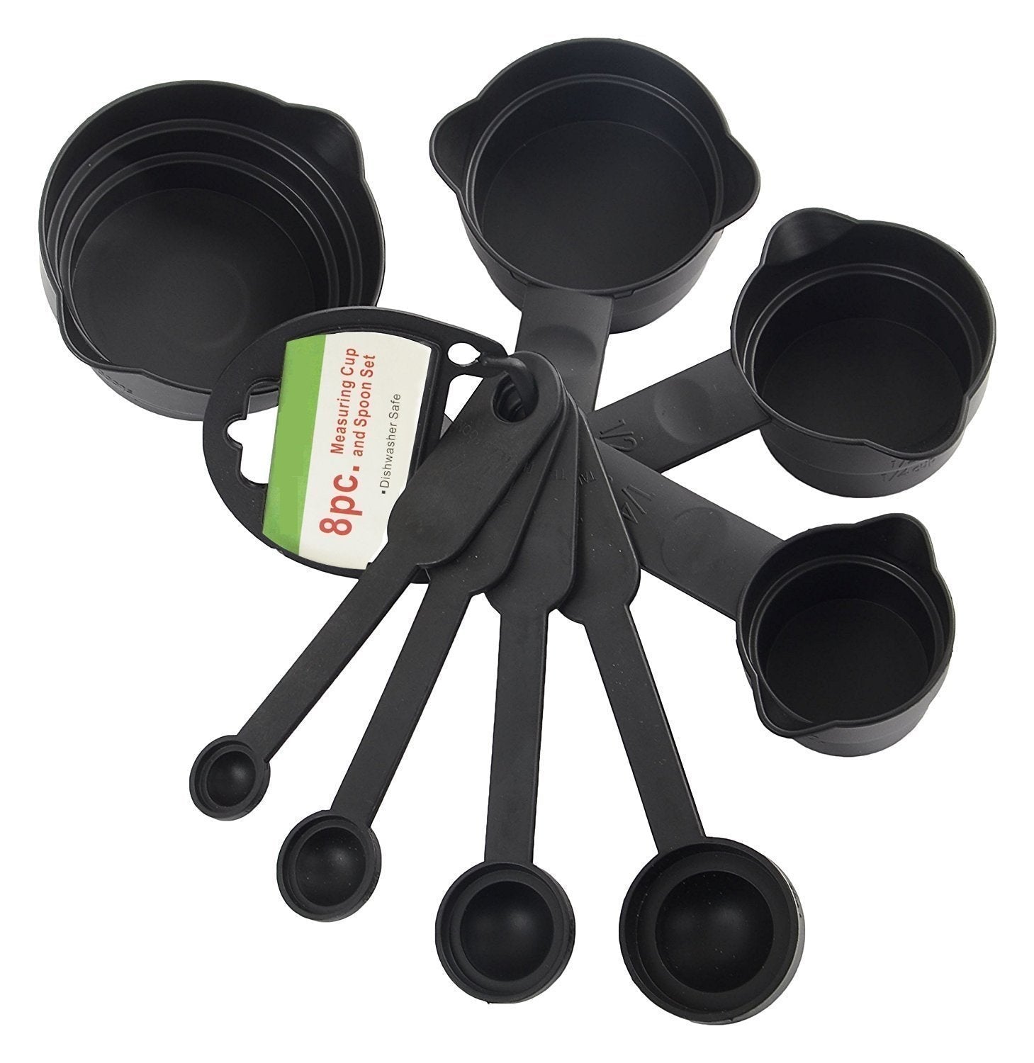 Plastic Measuring Cups and Spoons (8 Pcs, Black) - Springkart 