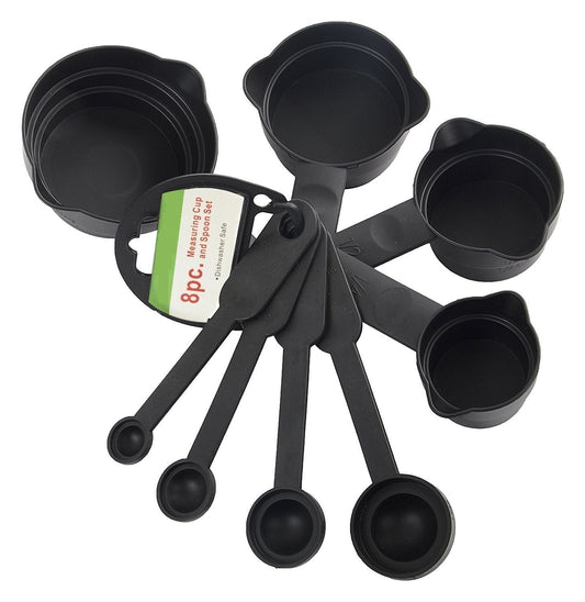 Plastic Measuring Cups and Spoons (8 Pcs, Black) - Springkart 