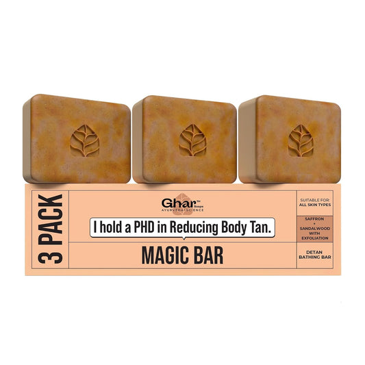 Ghar Soaps Sandalwood & Saffron Magic Bar For Bath (300 Gms Pack Of 3) | Paraben Free | Chandan & Kesar Bath Soap | Handmade Soaps For Glowing | Skin Brightening Soap For Men & Women