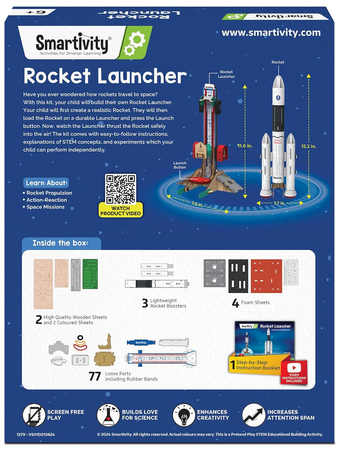 Smartivity DIY Rocket Launcher Kit for Kids 6, 7, 8, 9, 10, 11, 12 Years Old | Build Your Own Rocket and Launcher | Christmas/Birthday Gift for Smart Kids | DIY Science Toy for Boys & Girls 6-12 Years