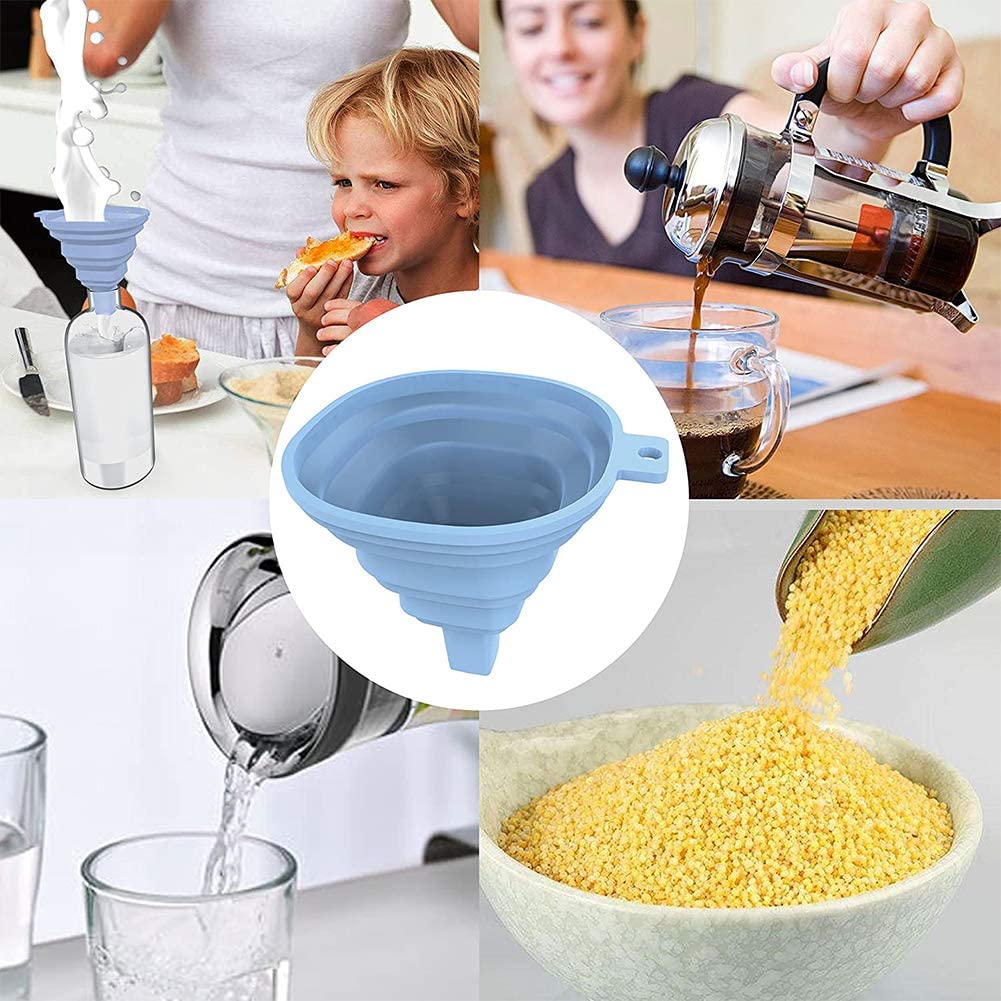 Flexible Silicone Foldable Kitchen Funnel for Liquid / Powder Transfer Hopper Food (Small) - Springkart 