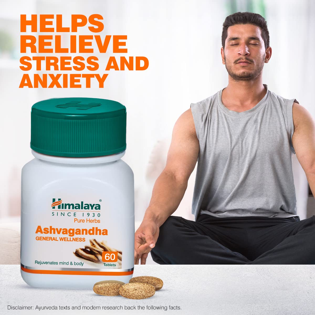 Himalaya Ashvagandha General Wellness Tablets | Stress Relief | Rejuvenates Mind & Body - 60 Tablets - Springkart 