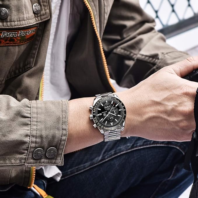 BENYAR Men's Luxury Chronograph Watch – Business, Casual | Quartz Movement with Date Display | Stylish Wristwatch | Gift for Men