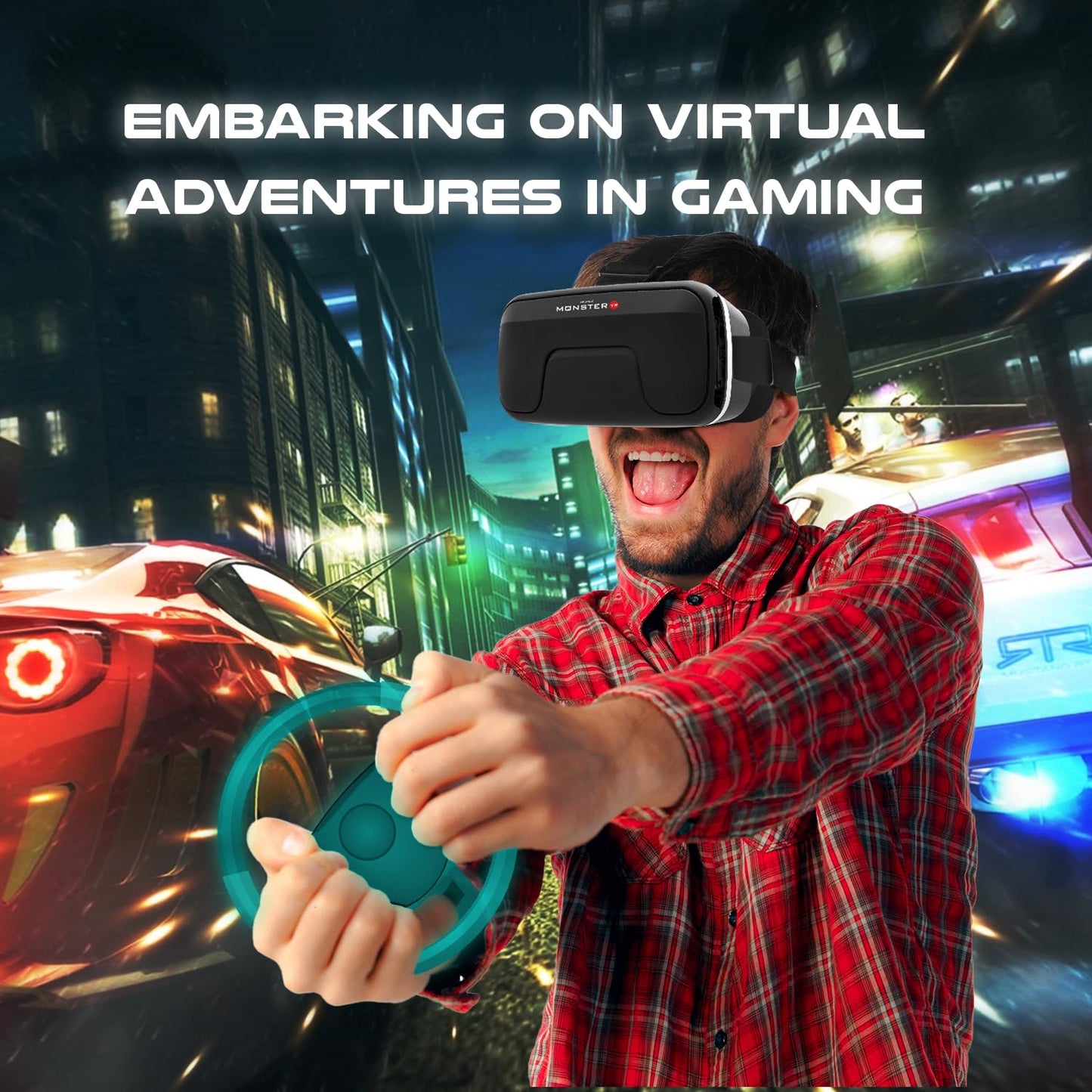 Irusu Monster VR Headset - Virtual Reality Headset with inbuilt Touch Button for Mobiles for VR Gaming | Learning | Virtual Experience. - Springkart 