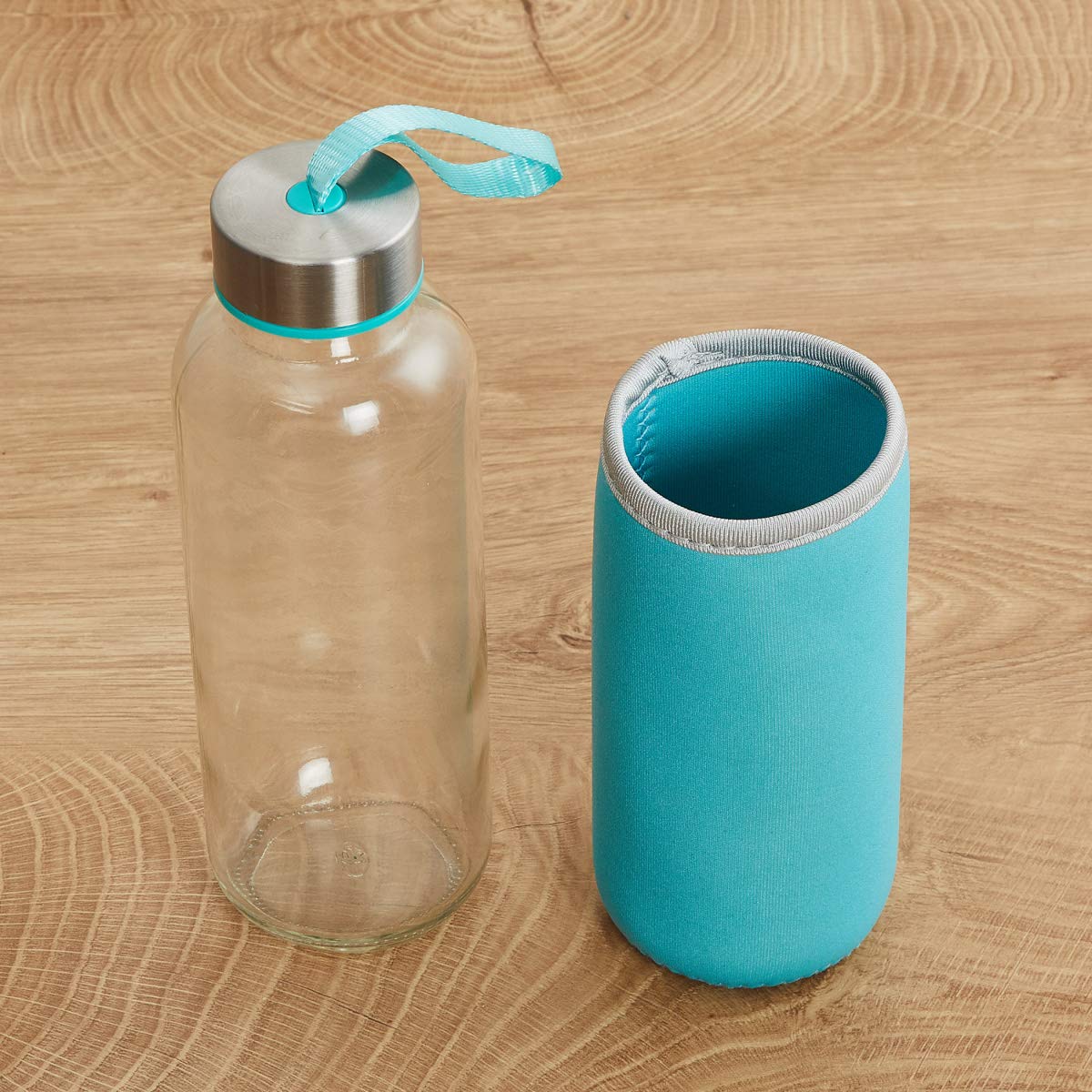 Glass Water Bottle (500 ml) With Cover - Springkart 