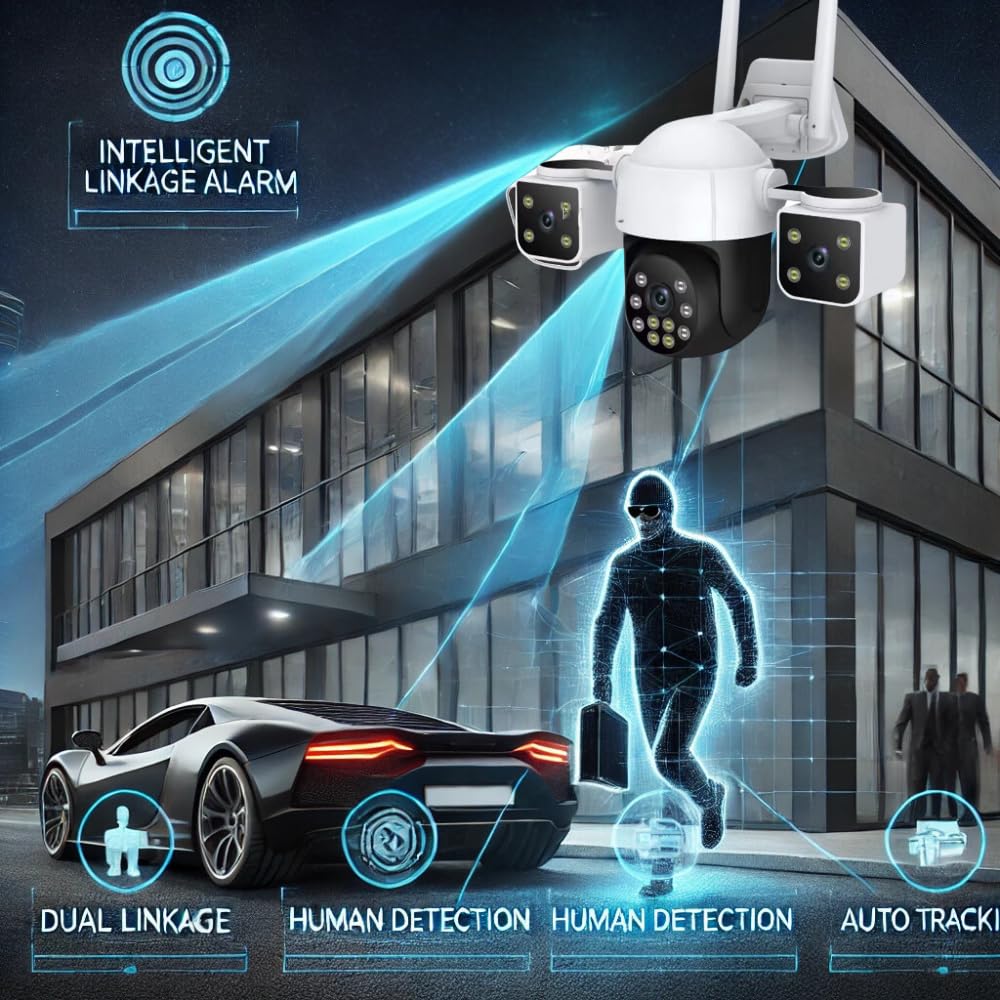 Maizic Smarthome Batman 4G Sim Based 6MP HD 3in1 Screen View CCTV Camera, Outdoor Indoor Home Security Camera, 2 Way Talk, Motion Detection, Color Night Vision, 2 Side Camera Horizontally Rotate 180°