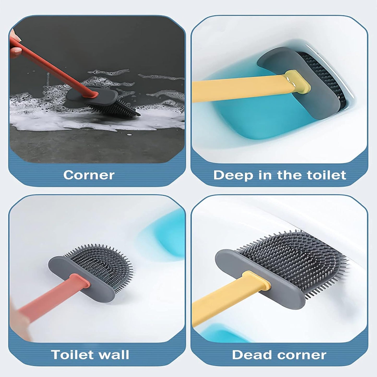 Silicone Toilet Brush with Holder (Without Box) - Springkart 