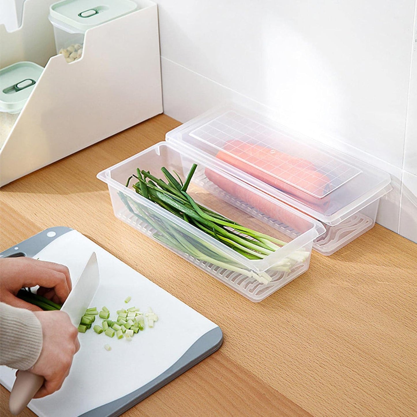 Food Storage Container with Removable Drain Plate and Lid, 1500 ml (Pack of 1 Pc) - Springkart 