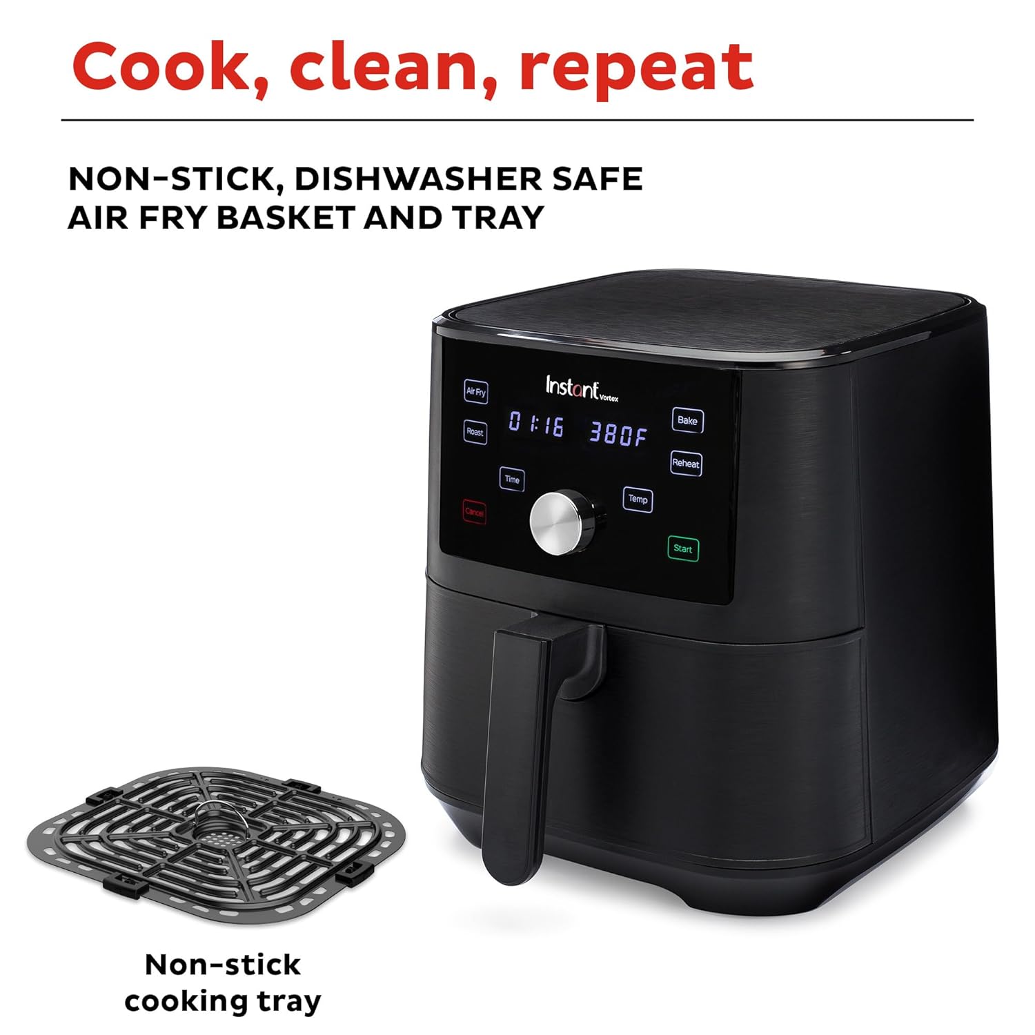 Instant Pot Air Fryer,Vortex 4 Litre,Touch Control Panel,360 Degree Evencrisp Technology,Uses 95% Less Oil,4-In-1 Appliance: Air Fry,Roast,Bake,Reheat(Vortex 4 Litre)6 Quarts,1700 Watt,Black