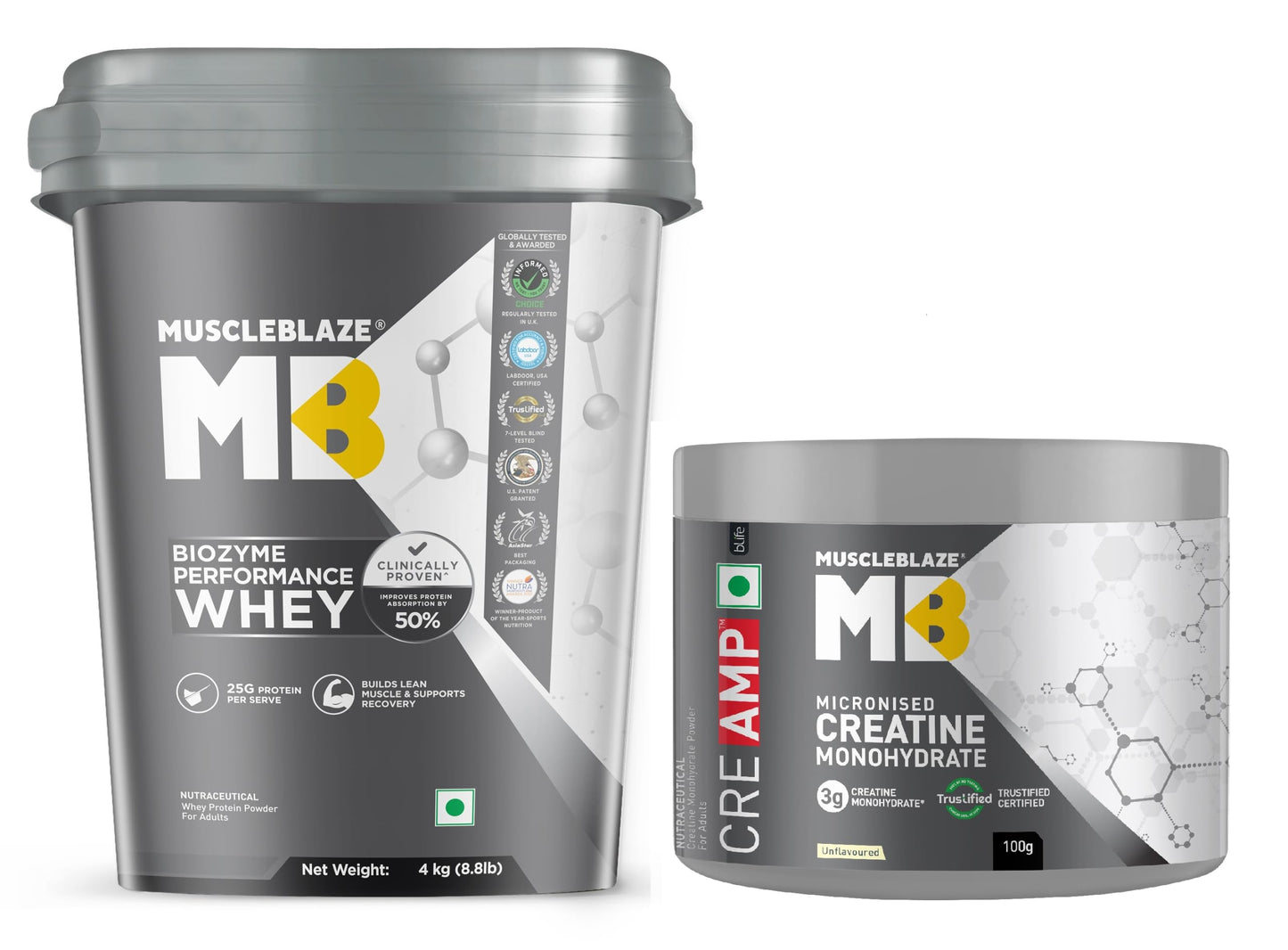 MuscleBlaze Biozyme Performance Whey Protein Powder, 1kg (2.2lbs) | Magical Mango | 25g Protein Per Scoop | Clinically Tested 50% Higher Protein Absorption
