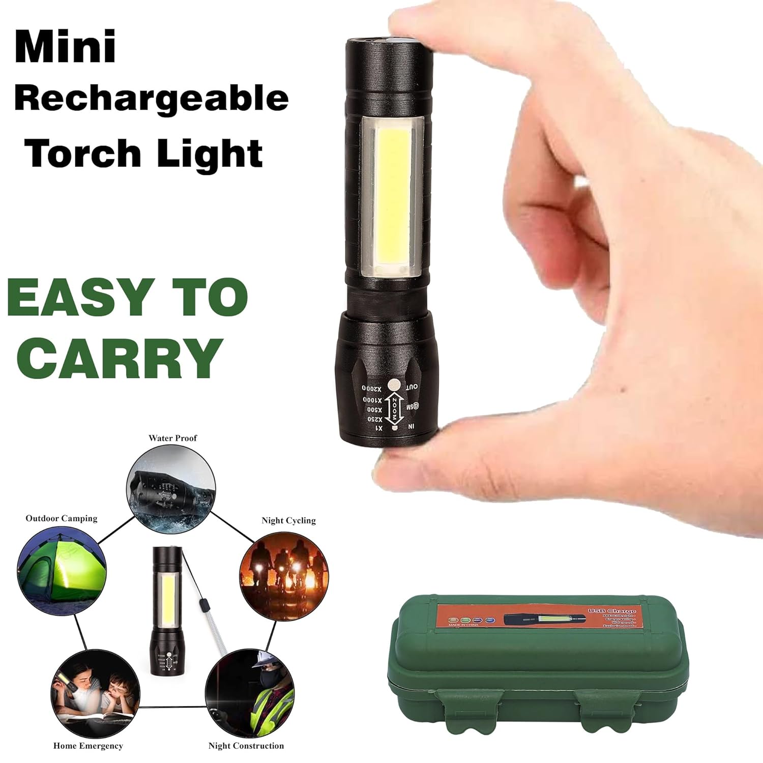 Care 4 High Quality LED Flashlight With COB Light Mini Waterproof Port – Springkart
