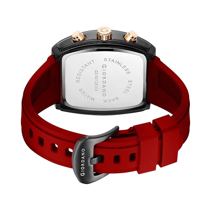 Giordano Square Dial Multifuncational Watch for Men with Stylish Design, Waterproof, Date Display & Silicone Strap