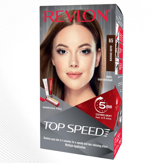 Revlon Top Speed Hair Color for Women Dark Brown | 100% Grey Coverage in just 5 Minutes | Ammonia Free, Easy Application and Intense Conditioning