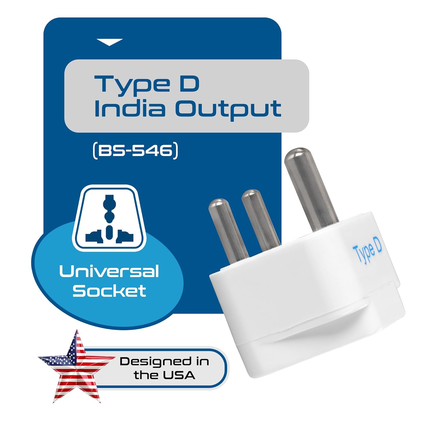 Ceptics USA to India Converter Plug, World (USA, China) Australia UK to India Plug Converter - Type D Plug Adapter - Canada to India Converter Plug - CE - RoHS - White - 1 Pack - Springkart 