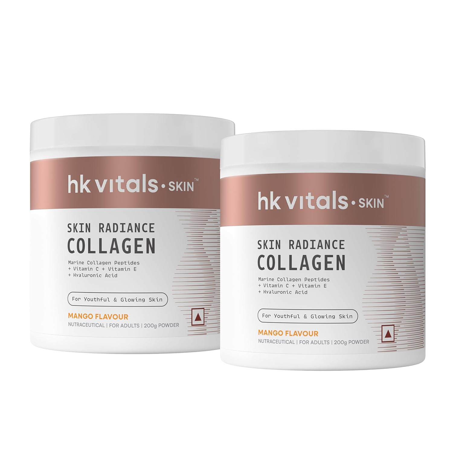 HealthKart hk vitals Skin Radiance Marine Collagen Supplement (Mango,200g) (Pack of 2)|With Biotin,Vitamin C & E for Healthy Skin & Hair,powder,2 count,25 Servings - Springkart 