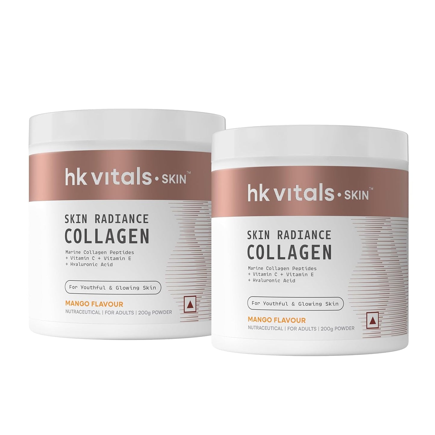HealthKart hk vitals Skin Radiance Marine Collagen Supplement (Mango,200g) (Pack of 2)|With Biotin,Vitamin C & E for Healthy Skin & Hair,powder,2 count,25 Servings - Springkart 