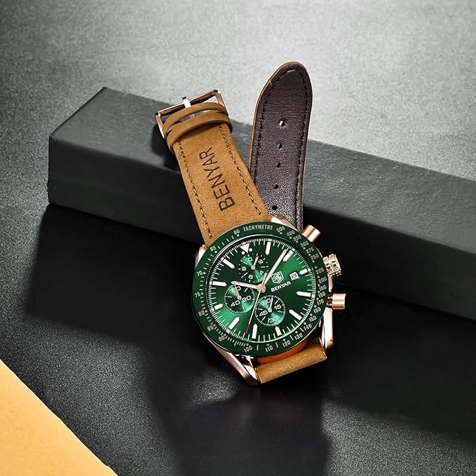 BENYAR Men's Luxury Chronograph Watch – Business, Casual | Quartz Movement with Date Display | Stylish Wristwatch | Gift for Men