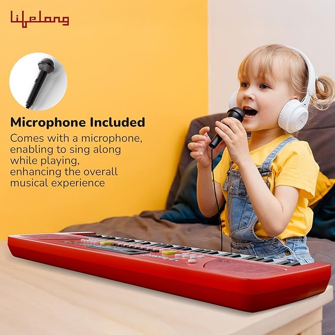 Lifelong Disney Mickey Electronic Piano Keyboard - 61 Keys | Mic & One Side Speaker | 16 Tones, 10 Rhythms, 8 Percussions | Song Record, Finger Chord & Demo Modes | Microphone, USB Powered | 2+ years