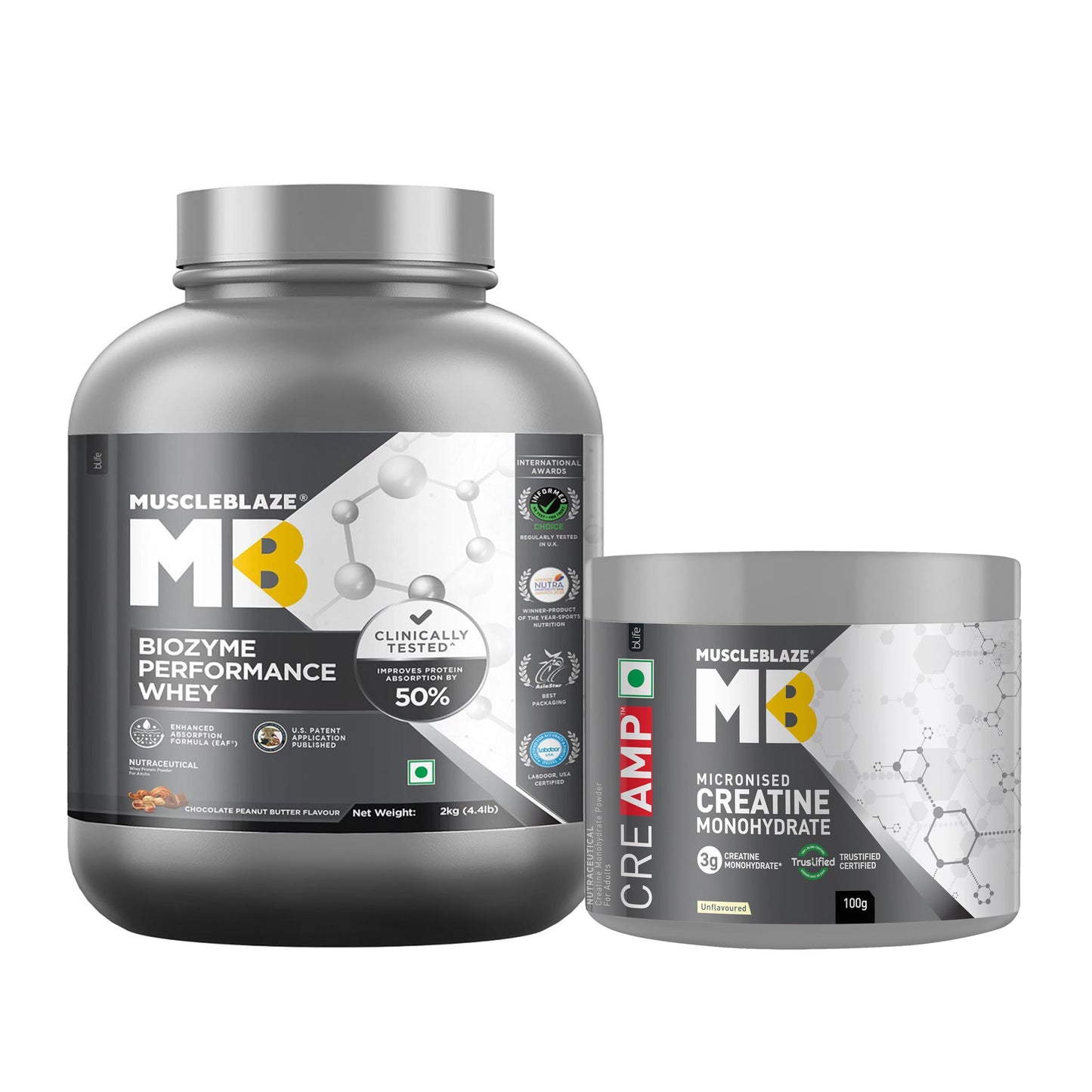MuscleBlaze Biozyme Performance Whey Protein Powder, 1kg (2.2lbs) | Magical Mango | 25g Protein Per Scoop | Clinically Tested 50% Higher Protein Absorption