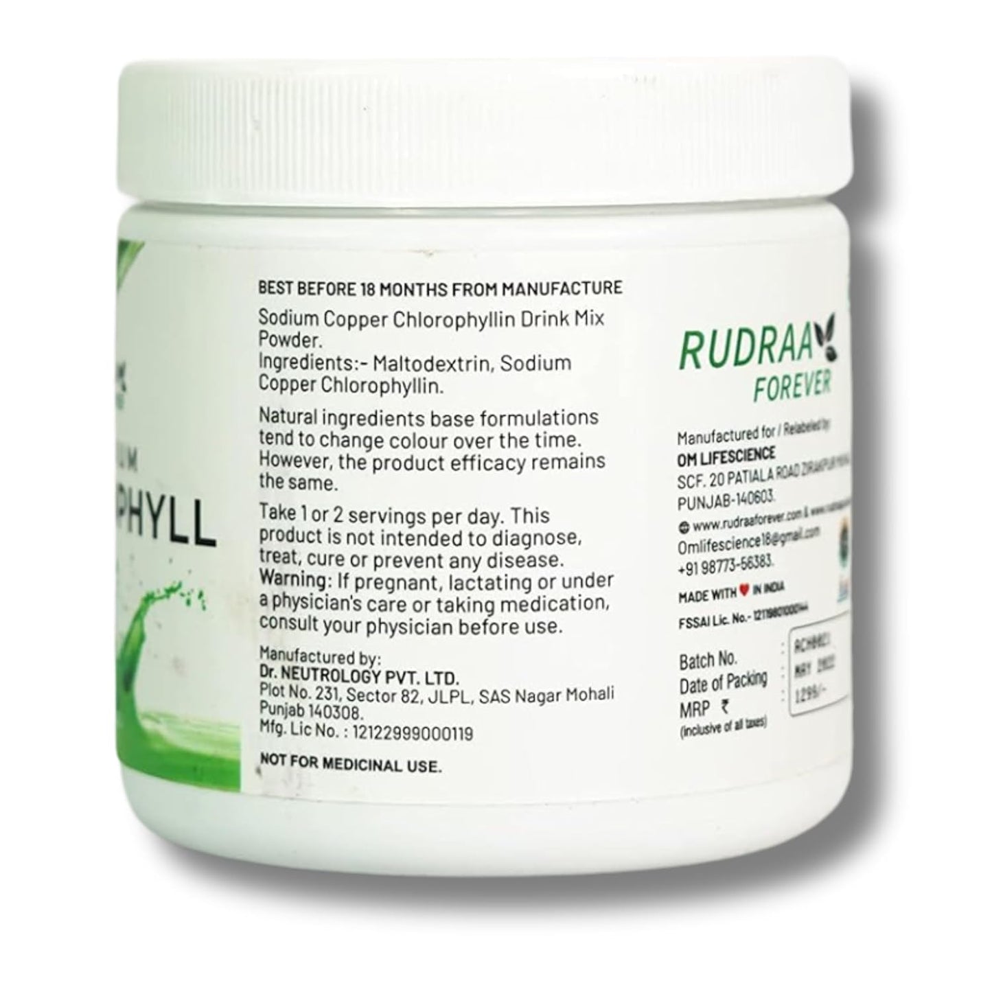 Rudraa Forever Chlorophyll Powder | Body Detox Supplement | Detox Drink | Chlorophyll drink | Immunity Booster | Antioxidant Drink 100gm - Springkart 