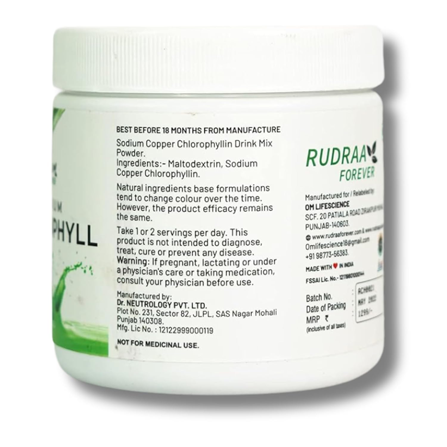 Rudraa Forever Chlorophyll Powder | Body Detox Supplement | Detox Drink | Chlorophyll drink | Immunity Booster | Antioxidant Drink 100gm - Springkart 