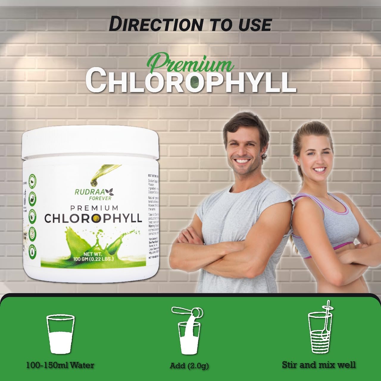 Rudraa Forever Chlorophyll Powder | Body Detox Supplement | Detox Drink | Chlorophyll drink | Immunity Booster | Antioxidant Drink 100gm - Springkart 