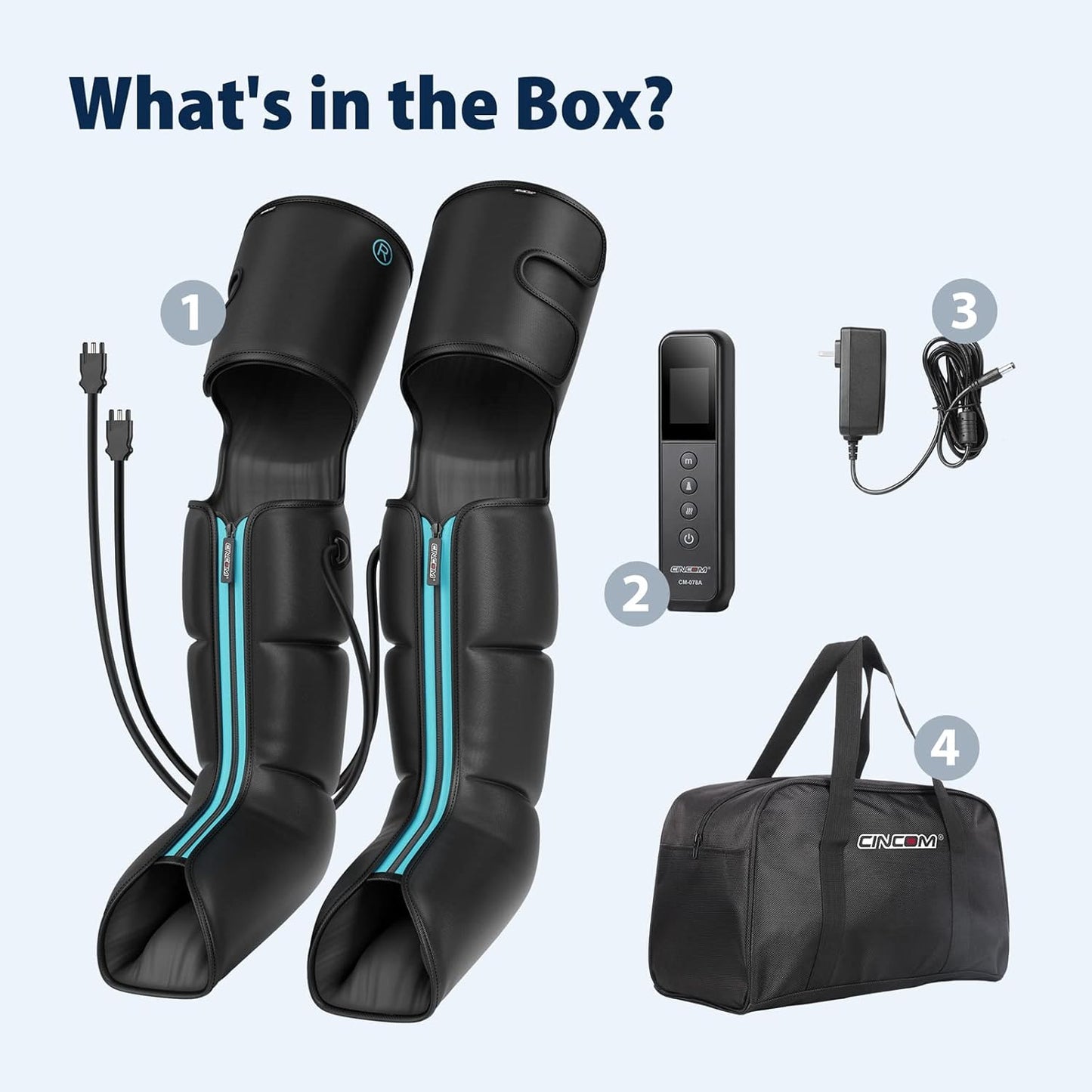 CINCOM Leg Massager Upgraded Foot Calf Thigh Massager With Heat And Compression For Circulation And Pain Relief,Corded Electric,Black