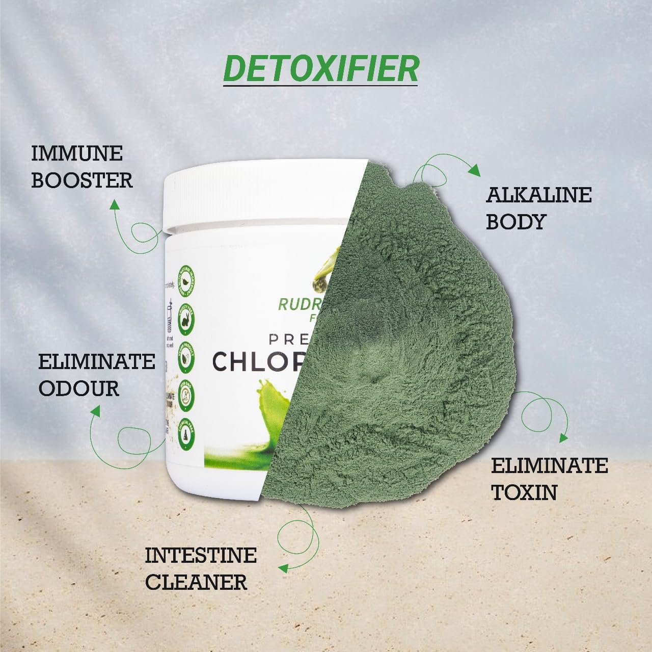 Rudraa Forever Chlorophyll Powder | Body Detox Supplement | Detox Drink | Chlorophyll drink | Immunity Booster | Antioxidant Drink 100gm - Springkart 