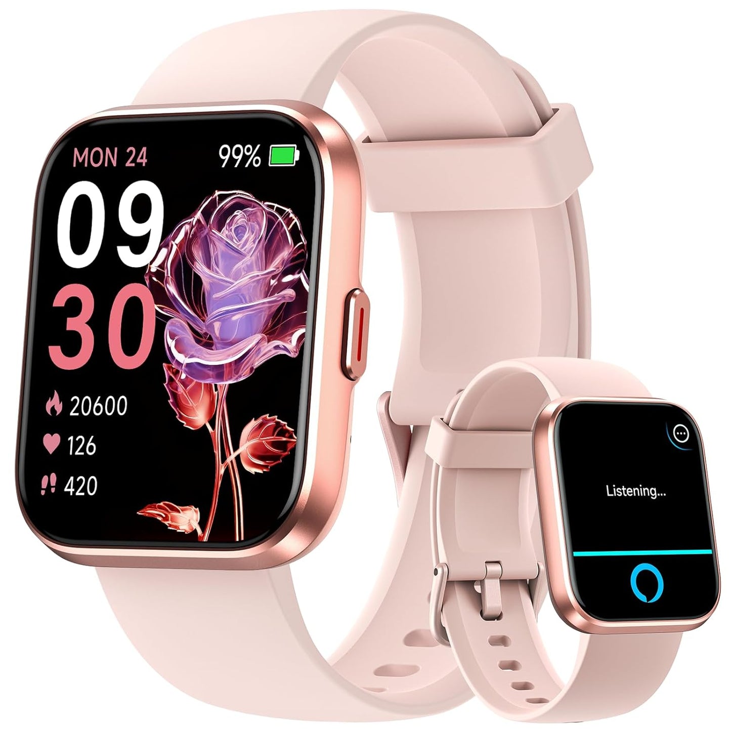 Smart Watches for Women Andriod iPhone [24h Accurate Health Monitor with 5ATM Waterproof] Fitness Watch for Heart Rate, Blood Oxygen, Sleep, 1.7'' Touch Screen Fitness Tracker, Pinksand - Springkart 