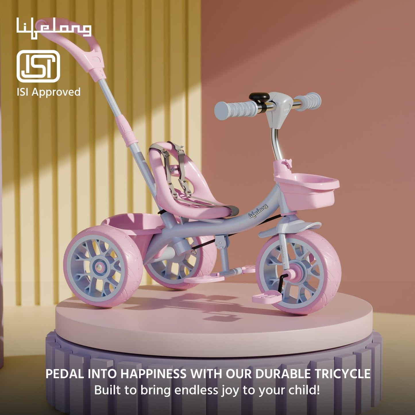 Lifelong Trike Cycle for Kids Cycle 2-5 Years - Tricycles for Boy & Girl - Baby Cycle - Bicycle for Kids - Bike with 3 EVA Wheels, Bell & Basket -Durable Tricycle with Parental Control - Springkart 