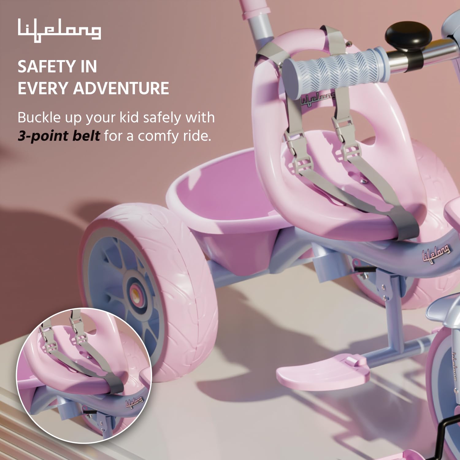 Lifelong Trike Cycle for Kids Cycle 2-5 Years - Tricycles for Boy & Girl - Baby Cycle - Bicycle for Kids - Bike with 3 EVA Wheels, Bell & Basket -Durable Tricycle with Parental Control - Springkart 