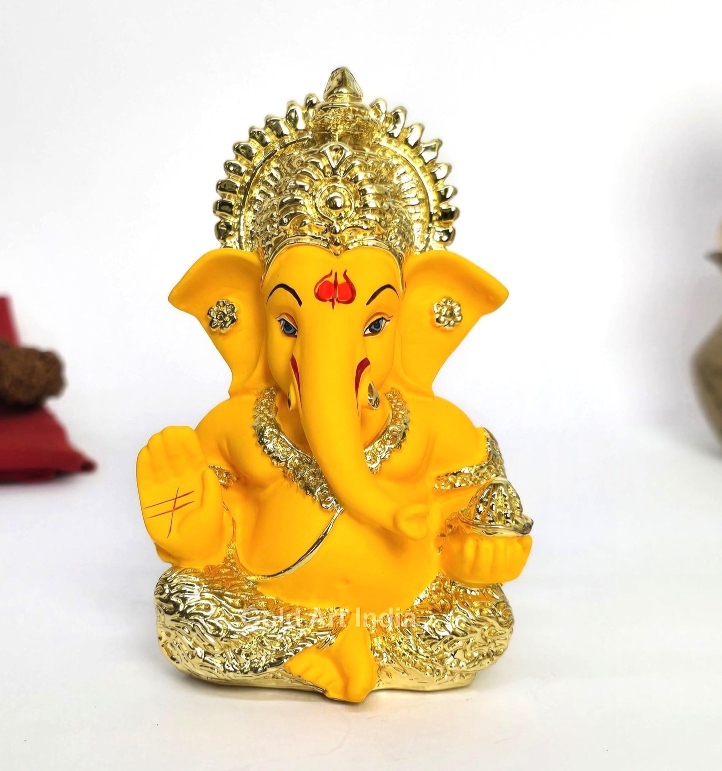 Gold Art India Mango Terracotta Finish Ganesha for Car Dashboard Home Decor Gifting Diwali Birthday Festivals 3.5 x 2 Inches