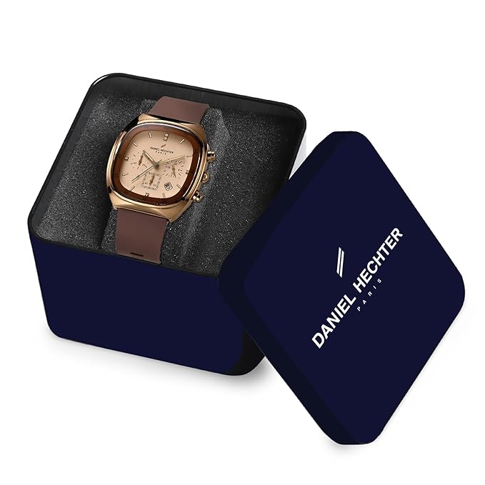 Daniel Hechter Paris Bercy Collection Modern Multi Functional Watch for Men with Square Dial and Silicon Band-DHM1001