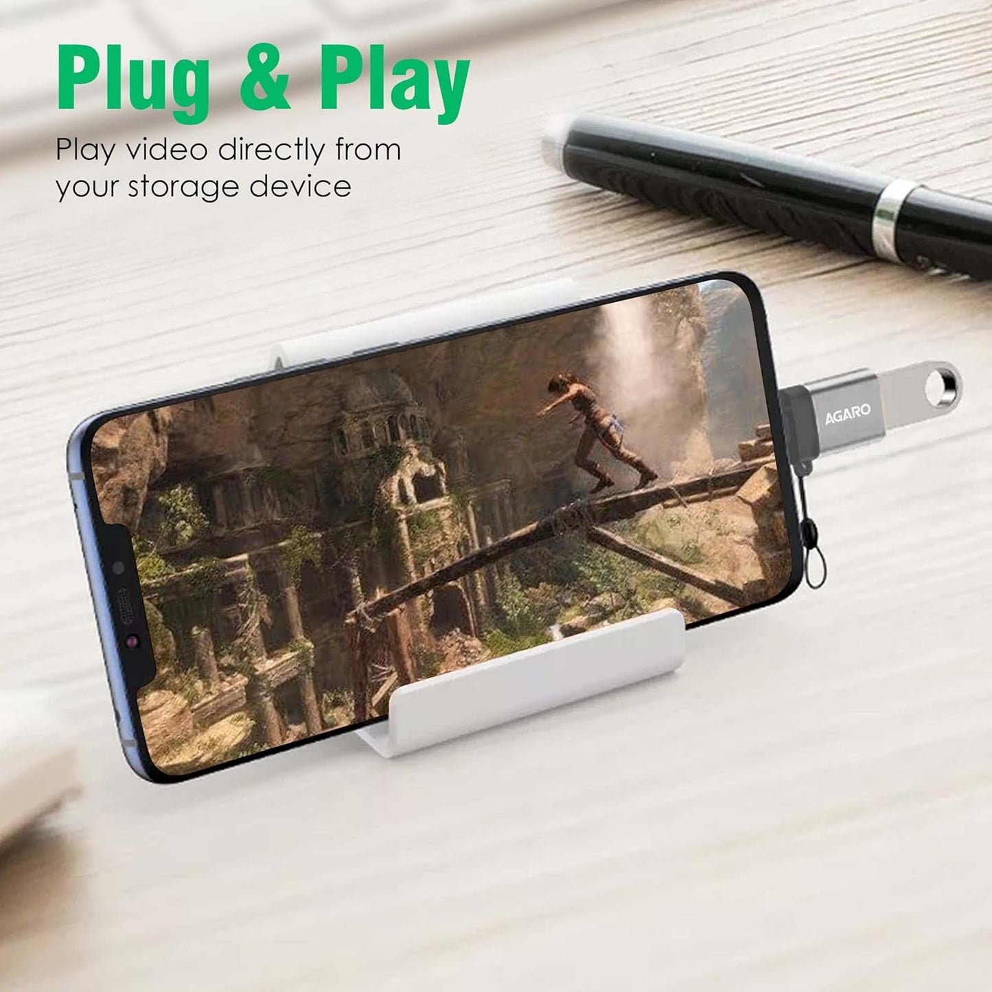 AGARO Blaze USB 3.0 to Type C OTG Adapter, Compatible with Thunderbolt to USB Adapter, Laptops Including MacBook Pro, Air and All Type-C Devices, Portable and High-Speed Data Transfer - Springkart 