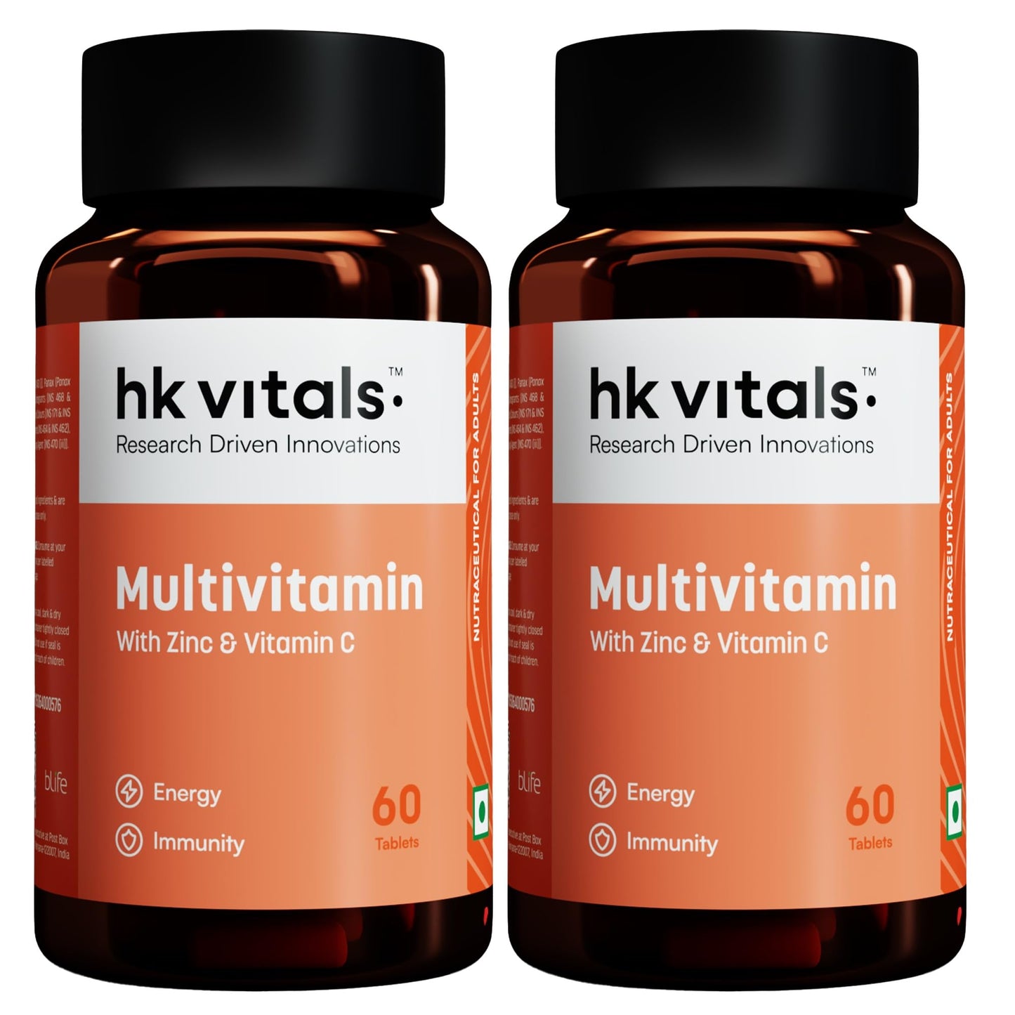 HealthKart hk vitals Multivitamin with Probiotics (60 capsules) | For Men and Women | Vitamin C, Vitamin B, Vitamin D, & Zinc, Supports Immunity and Gut Health, 1 count - Springkart 