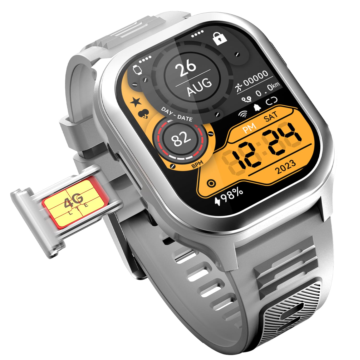 Fire-Boltt 4G Pro Volte Calling Smart Watch- 2.02” TFT Display, 4G Nano-SIM GPS, Health Suite, Sports Modes, 400mAh Battery (Gray) - Springkart 