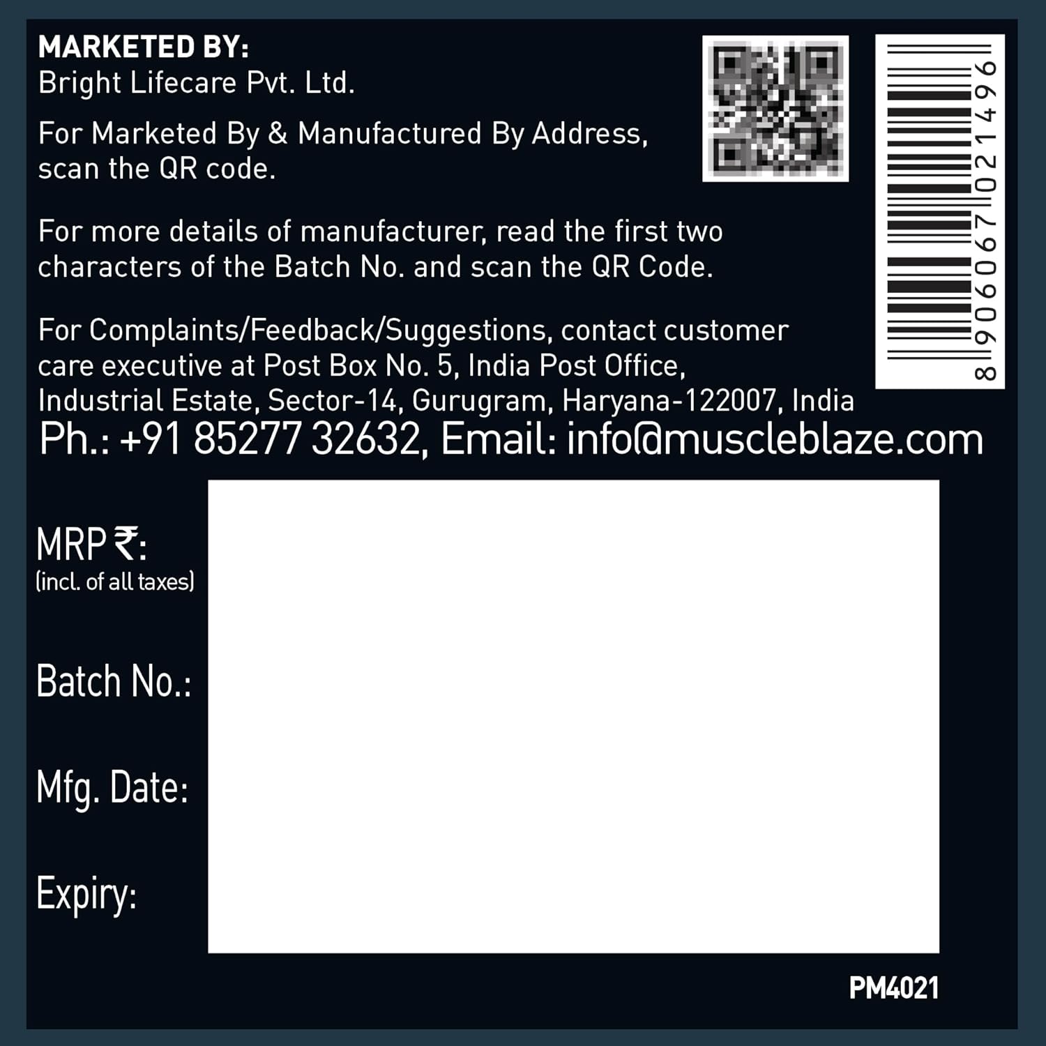 MuscleBlaze L-Glutamine (Unflavoured, 250g, 50 Servings) | Post Workout Recovery | 5g Glutamine