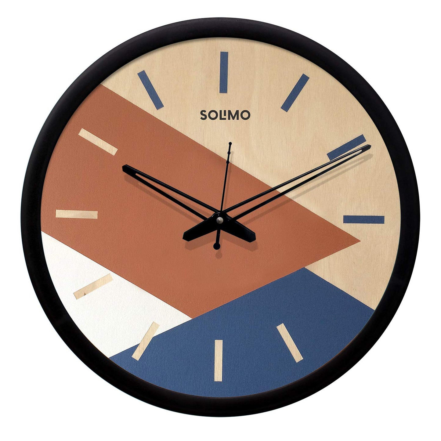Amazon Brand - Solimo 12-inch Plastic & Glass Wall Clock - Classic Roulette (Silent Movement, Black Frame)