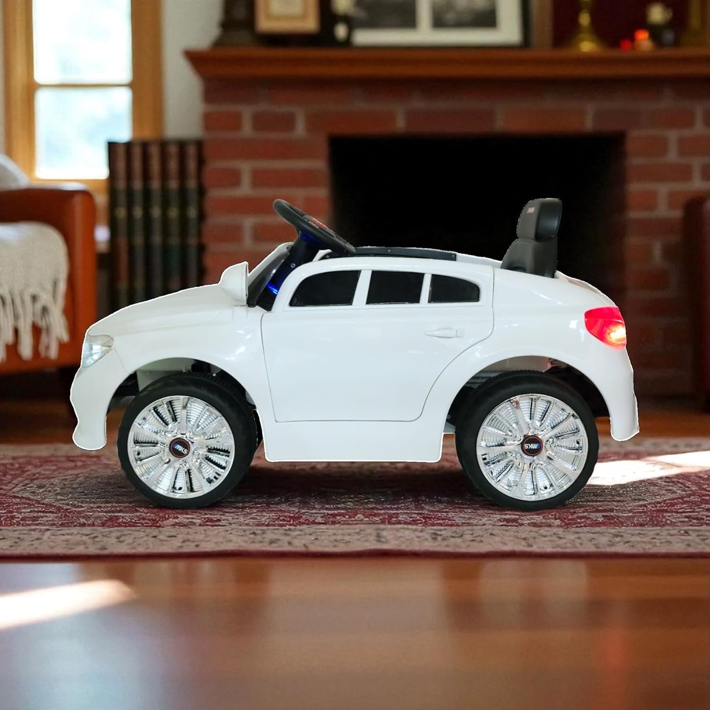 MEKASHI Electric car for Kids Ages 1 to 4 Years with 12V Rechargeable Battery, Remote Control, Bluetooth Music Player, LED Lights, ISI Mark (MKS-004, White)