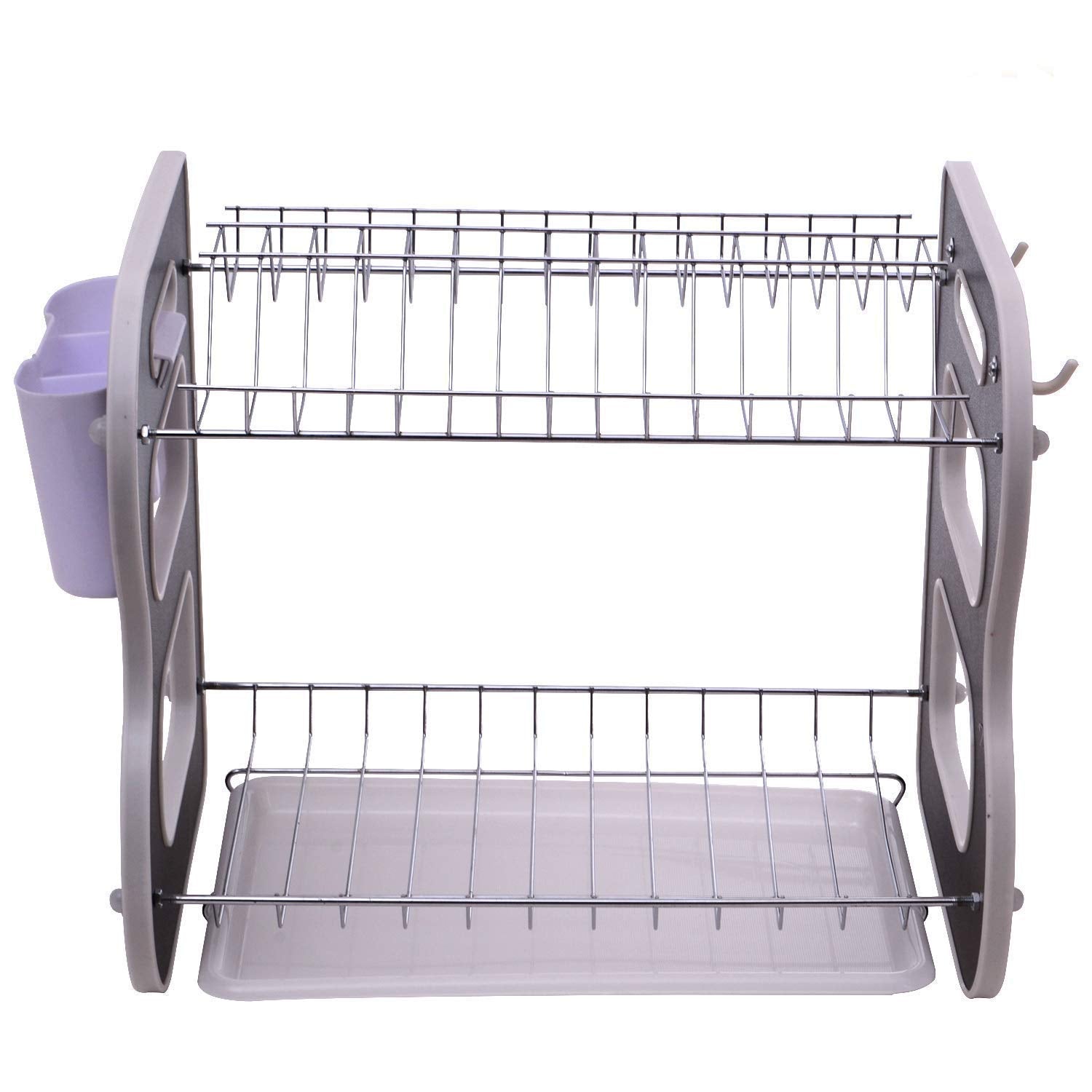 DISH DRAINER TWO LAYER DISH DRYING RACK WITH DRAIN BOARD - Springkart 