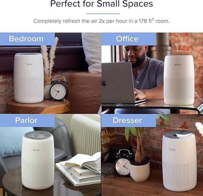 LEVOIT Core Mini Air Purifier For Coverage Area 183 Sq Ft, H13 Truehepa Filter, Remove 99.97% Dust, Smoke, & Pollen, With Fragrance Sponge, (2 Years Warranty), White