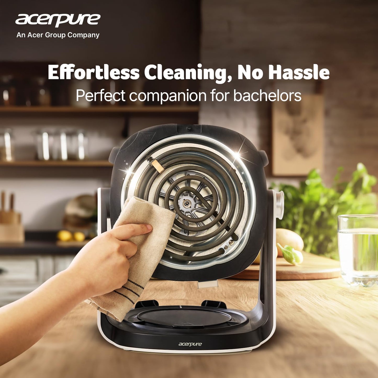 Acerpure Air Fryer | 100% Glass Bowl | 90% Less Oil | 5.5L Air Fryer + 2.5L Cooking Pot | Air Fry, Toast, Reheat, Grill, Cook | 360° TurboHeat Technology | Preset Modes | 1500 Watts | White