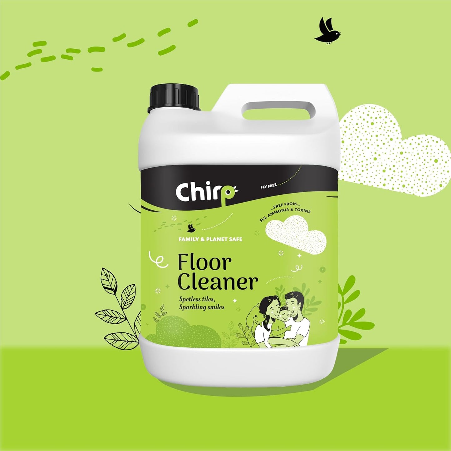 Chirp - Floor Cleaner Liquid (5Lits), Pet Friendly (Dog,Cat) And Baby Safe With Natural, Organic, Herbal, Non-Toxic, Plant-Based Ingredients