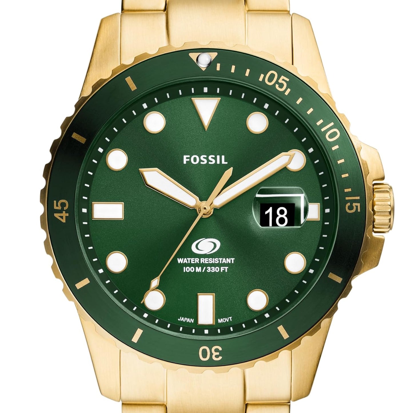 Fossil Analog Green Dial Men's Stainless Steel Watch-FS6030