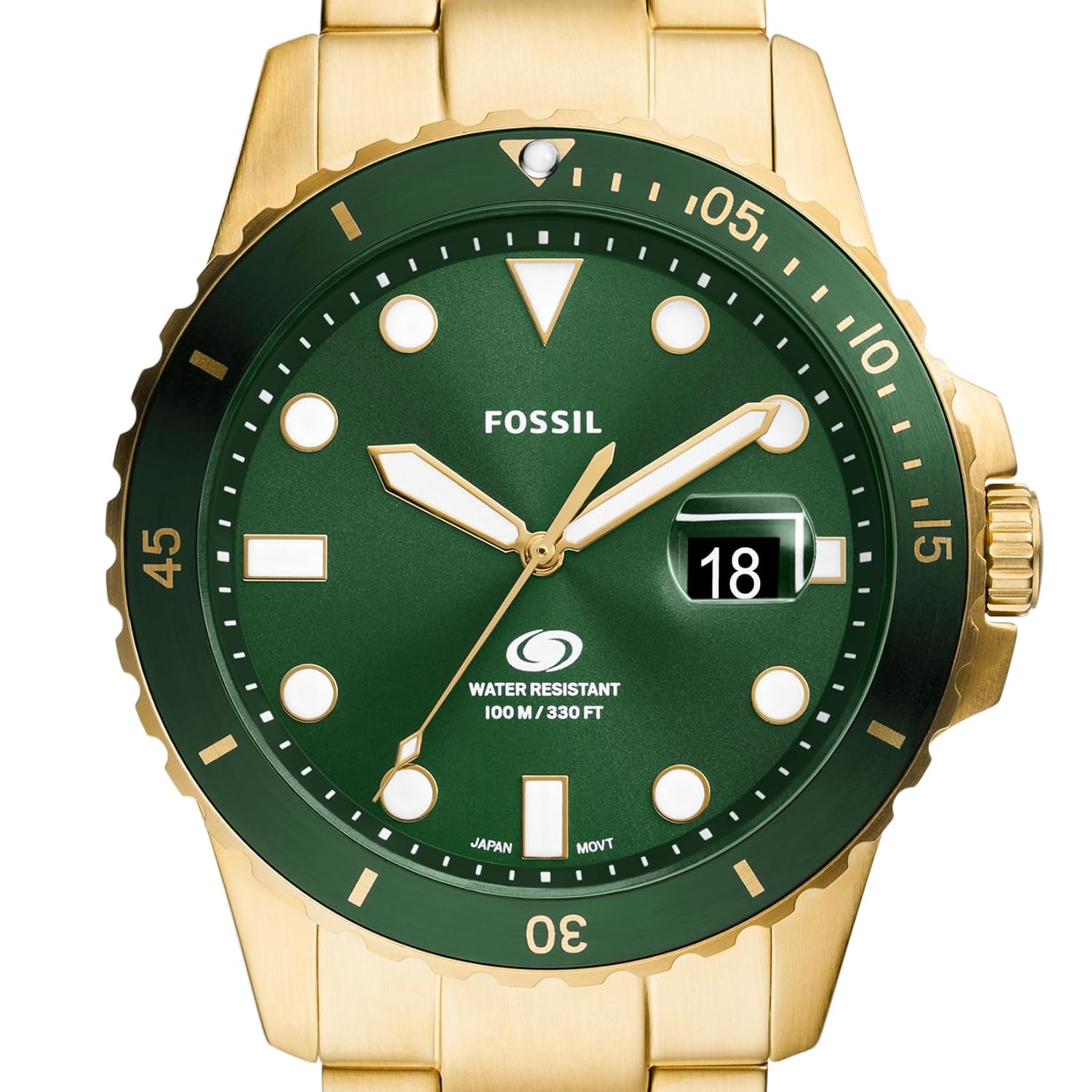 Fossil Analog Green Dial Men's Stainless Steel Watch-FS6030