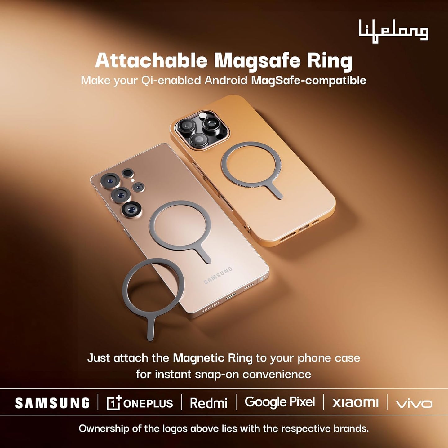 Lifelong Electronics 10000mAh Magsafe Wireless Fast Charging Power Bank for iPhone and All Wireless Qi Enabled Phones & Devices | QC 3.0 Powerbank (22.5W Output) | Strong Magnet + Extra Magnetic Ring