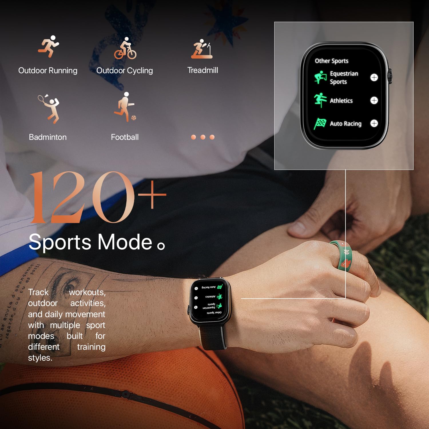 Fire-Boltt Ninja X Ring Smart Watch with 1.96” Large Display, Bluetooth Calling, Wireless Charging, AI Voice Assistant, 500+ Watch Faces, Health Suite, Smart Watch for Man & Woman – Black S